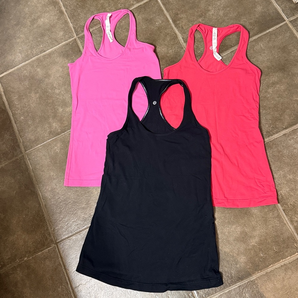 Lululemon Women's Tank Top Trio - Pink, Red, Black
